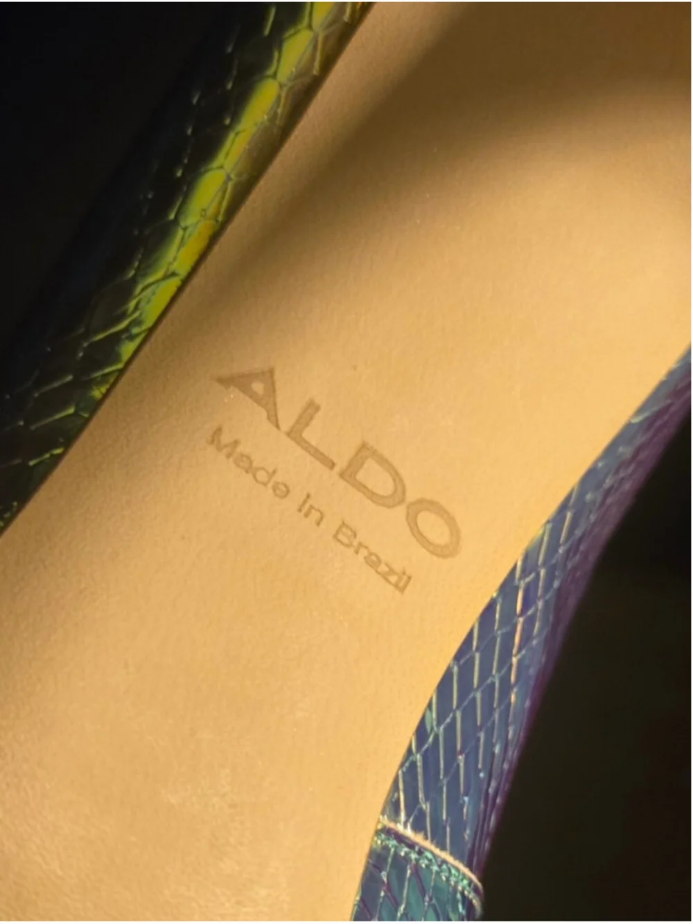 ALDO Iridescent Holographic Snakeskin Pointed Toe Pumps Heels Size 6